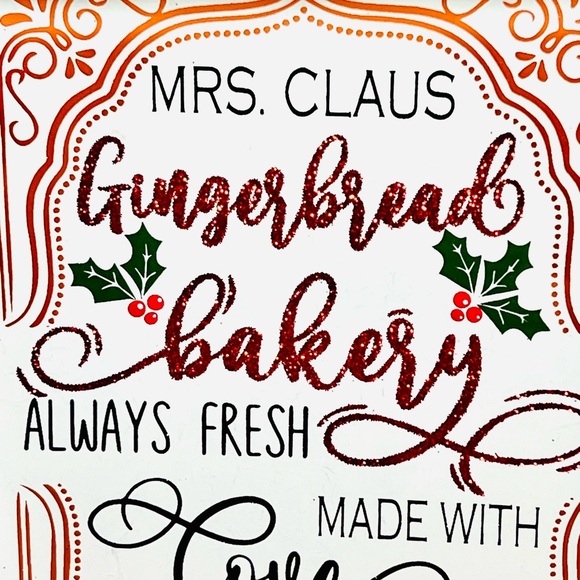 Mrs. Claus Gingerbread Bakery Holiday Sign Made with Love Christmas Cake Bread - Picture 7 of 9